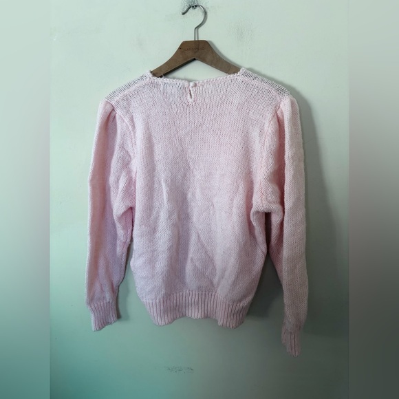 VTG 80s Cristina beaded floral Floral Cream Grandmacore Crewneck Chunky Knit Swe - Picture 6 of 8